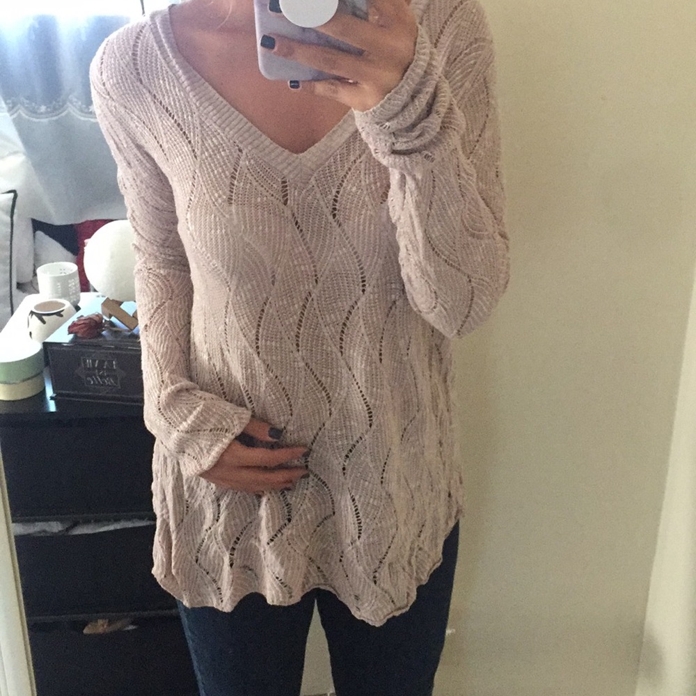 Light Pink V-Neck Sweater